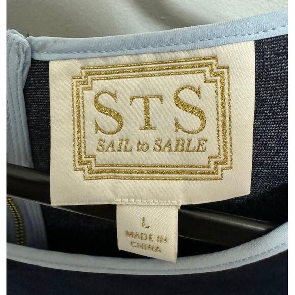 Sail To Sable NWOT Striped Tee Shirt Dress Ruffle Short Sleeve Blue Size Large - Picture 9 of 12